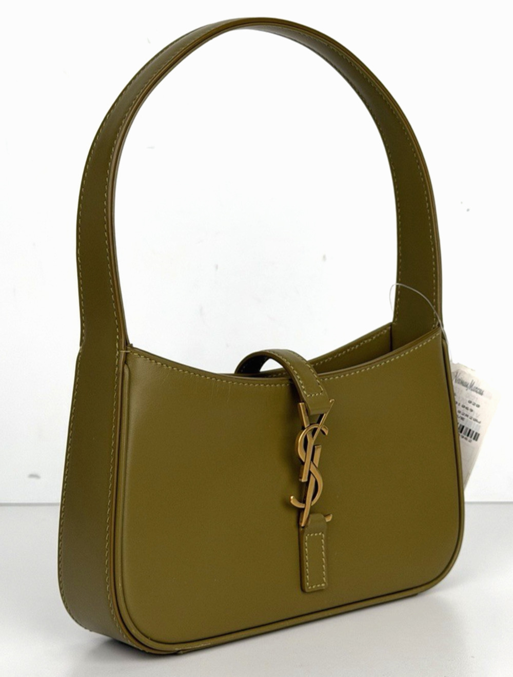 Saint Laurent Le 5 A 7 Mini Shoulder Bag in Vert Olive Calfskin Leather S14